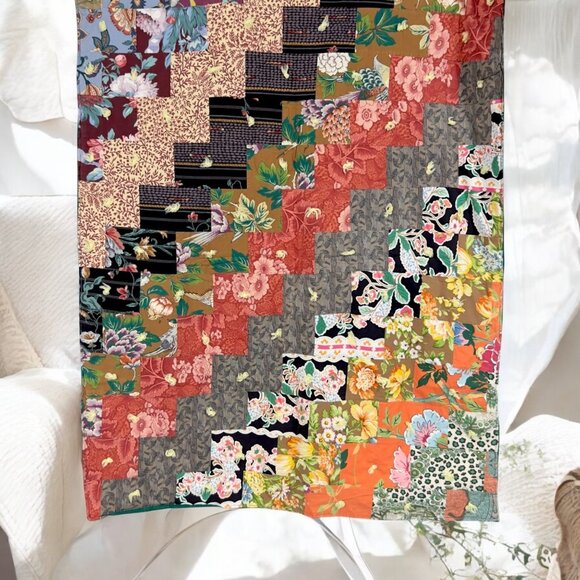 Handcrafted Country Farmhouse Cottage Patchwork‎ Quilt Throw Blanket Bed Scarf - Picture 7 of 8